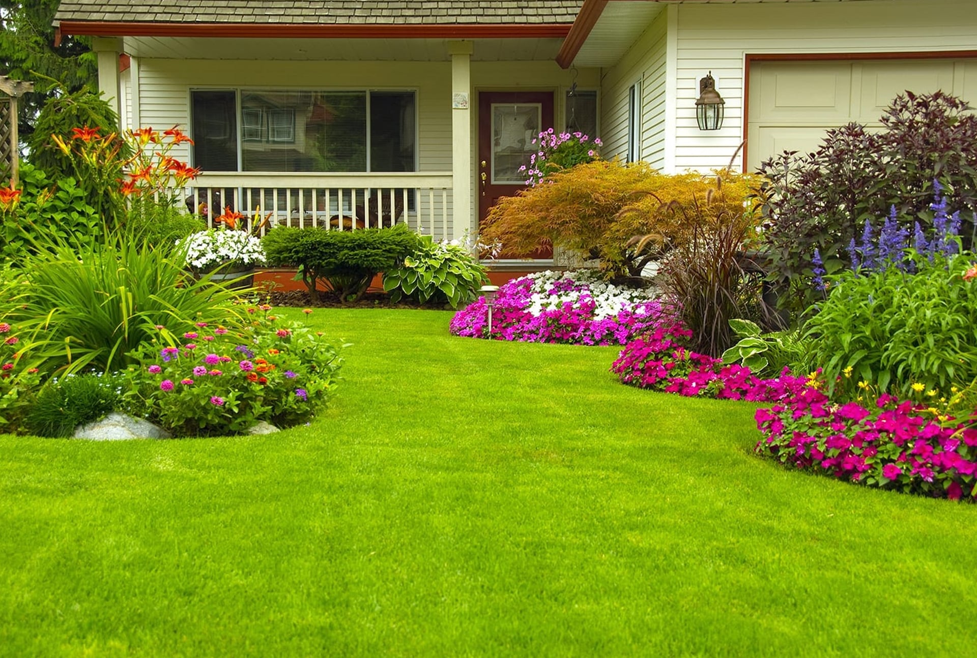 Garden pergola with lights