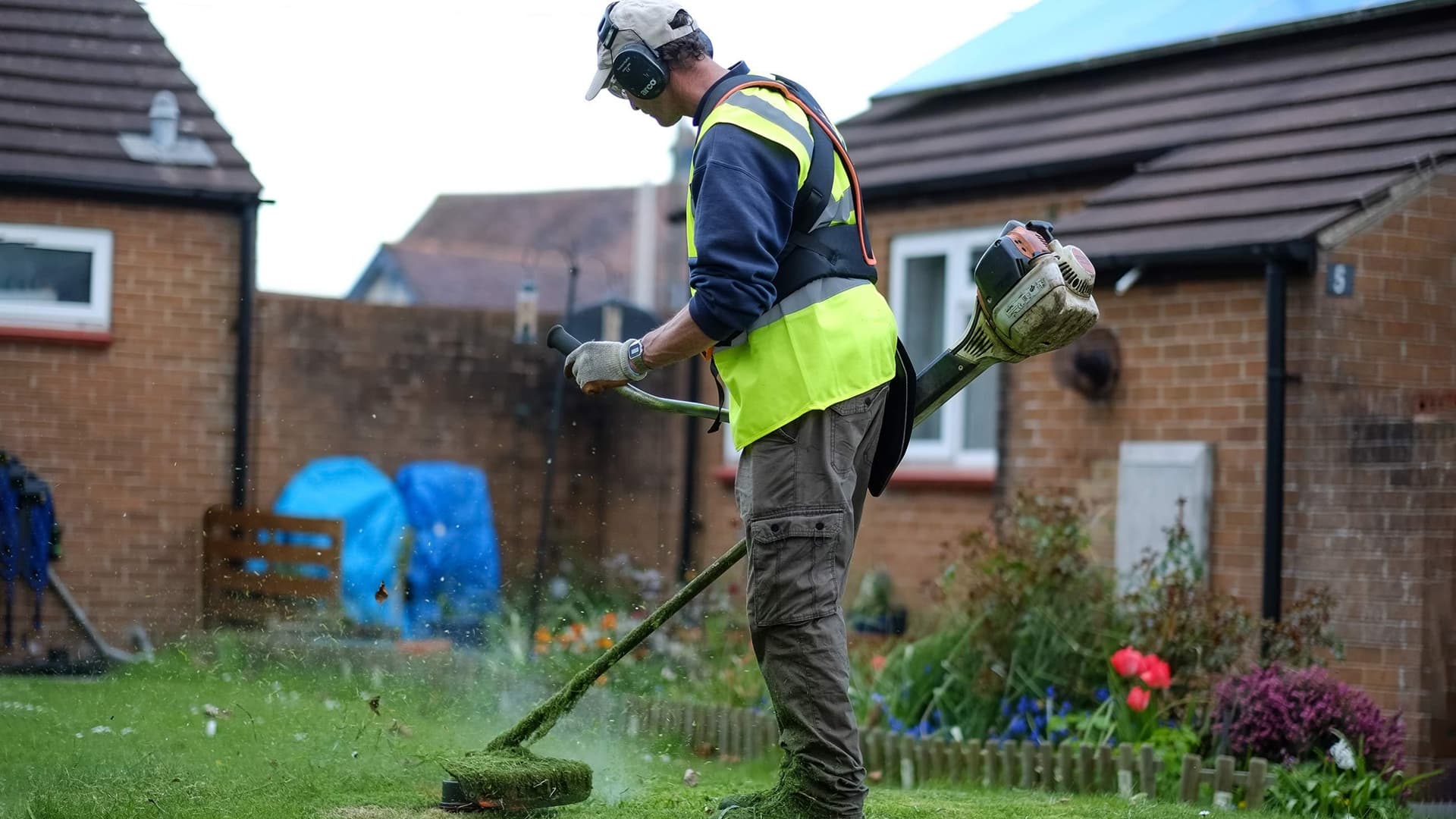 Professional lawn care team